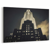 Illuminated NYC Skyscraper at Night - Dramatic Art Deco Art Print