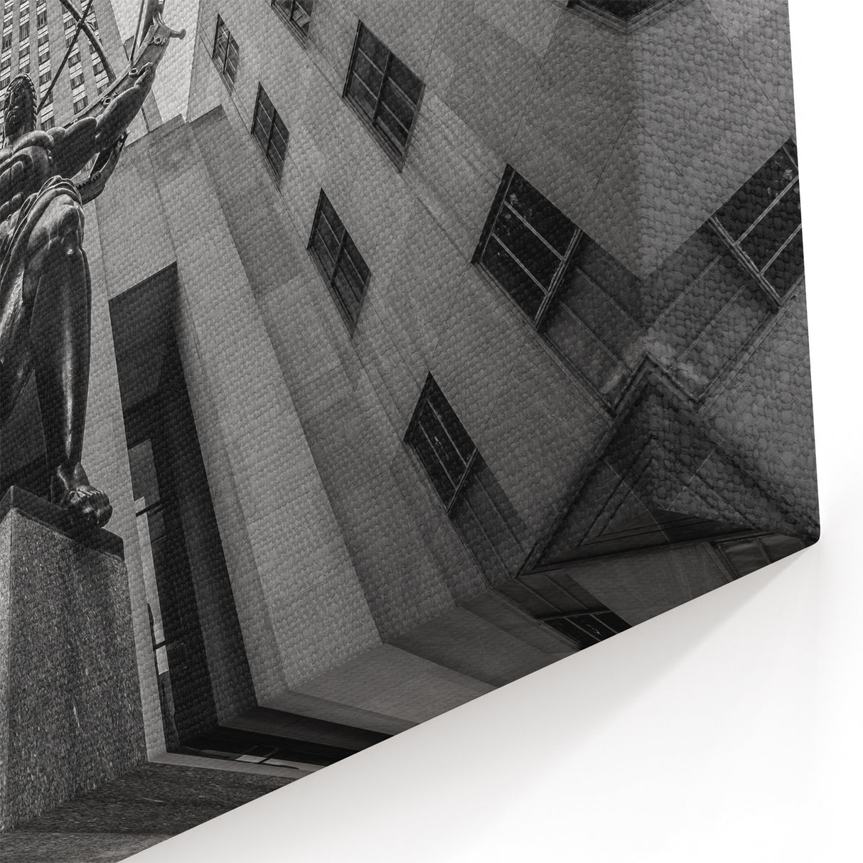 Rockefeller Center Atlas Statue - Iconic NYC Art Print in Black and White