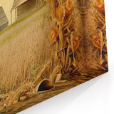 Farmhouse Wall Art with Pumpkins and Wheat - Rustic Country Style Decor