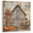 Country Style Art with Pumpkins and Barn - Rustic Farmhouse Wall Decor