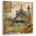 Rustic Farmhouse Decor with Barn and Corn Stalks - Country Style Art