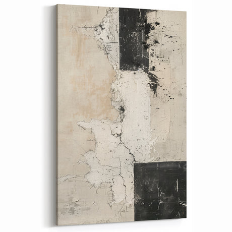 Mid Century Modern Abstract Art - Black and White Minimalist Textured Decor