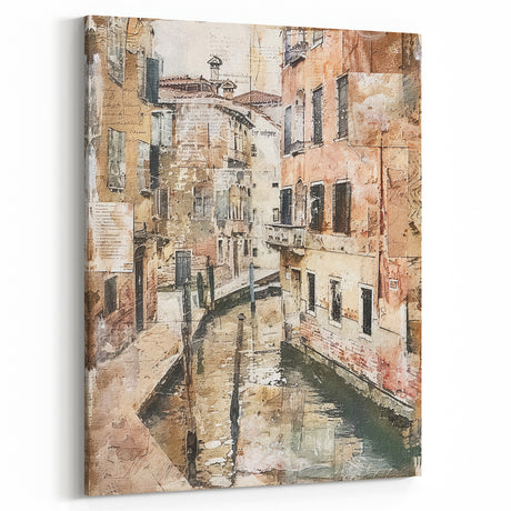 Vintage Wall Decor - Rustic Farmhouse Art Venice Canal Rustic Landscape