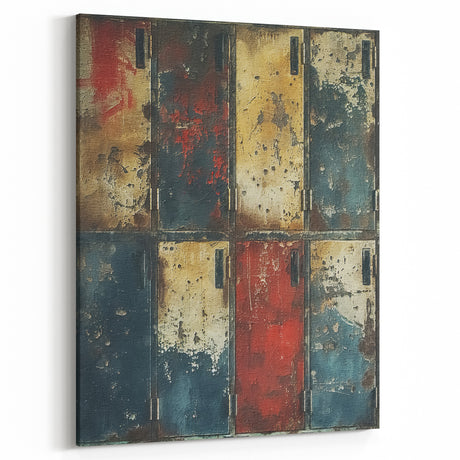 Rustic Industrial Wall Art - Vintage Locker Scene Farmhouse Decor