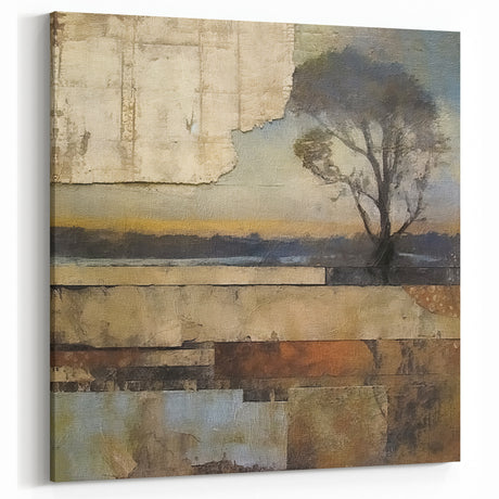 Abstract Rustic Landscape Wall Art – Vintage Farmhouse Decor