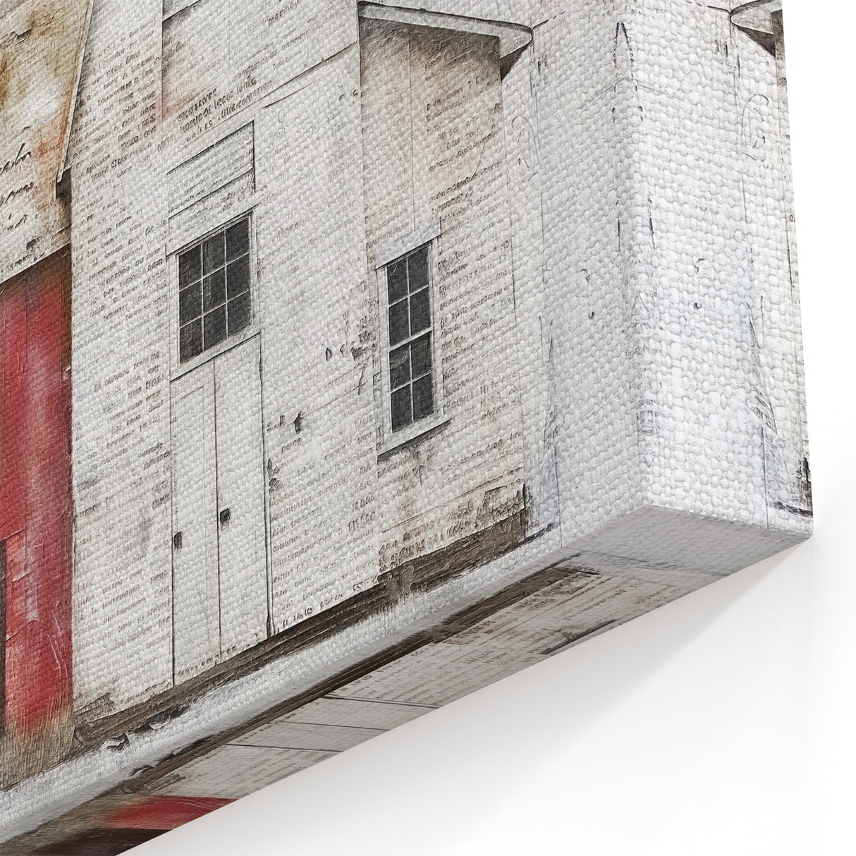 Rustic Red Barn Wall Art - Vintage Farmhouse Canvas with Weathered Charm