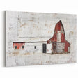 Vintage Red Barn Wall Art - Rustic Farmhouse Canvas with Weathered Charm