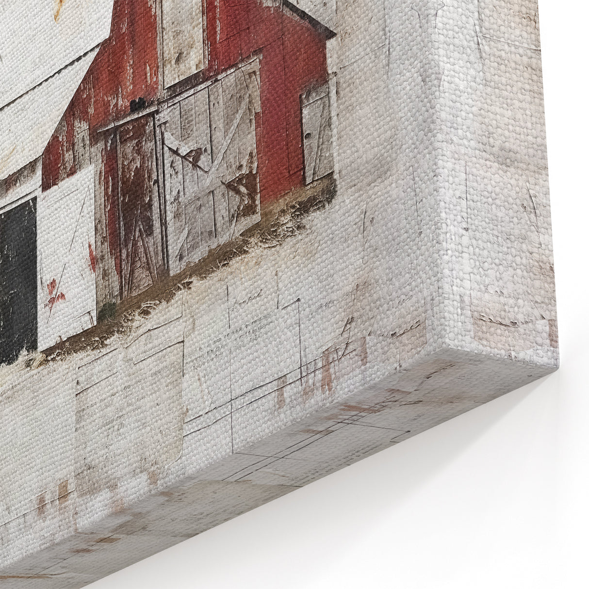 Vintage Red Barn Wall Art - Rustic Farmhouse Canvas with Weathered Charm