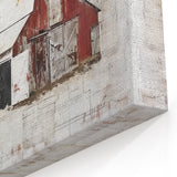 Vintage Red Barn Wall Art - Rustic Farmhouse Canvas with Weathered Charm