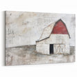 Vintage Barn Wall Art - Rustic Farmhouse Red Barn Canvas with Aged Charm