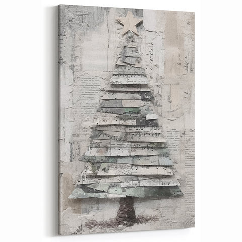Musical Christmas Tree Art Print - Unique Layered Holiday Wall Decor