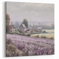 Countryside Wall Art – Serene Lavender Field with Farmhouses Print