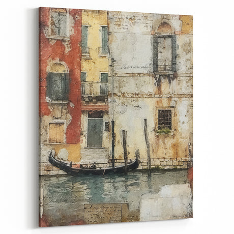Venetian Canal Gondola Wall Art – Rustic Vintage Decor for Farmhouse
