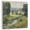 Countryside Village Scene – Idyllic Homes by a Tranquil Stream Print