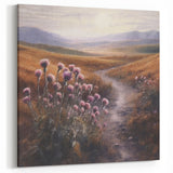 Sunlit Wildflowers in Meadow – Tranquil Countryside Path Wall Art
