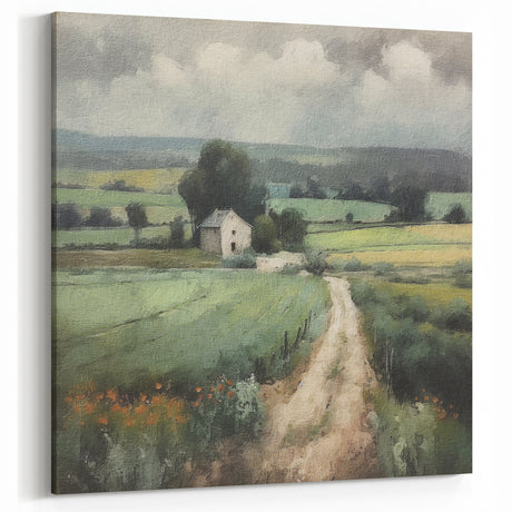 Country Lane Landscape – Peaceful Rural Fields with Path Wall Art