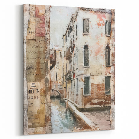 Rustic Venice Canal Wall Art - Vintage Farmhouse Decor Print