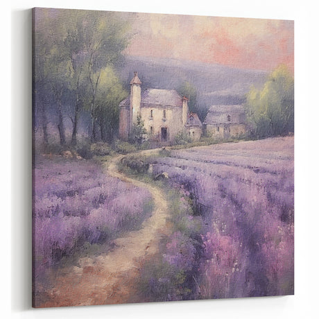 Dreamy Countryside Wall Art Landscape - Lavender Fields at Dusk