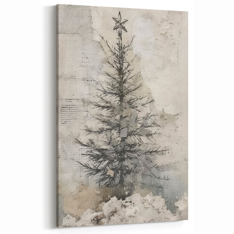 Rustic Christmas Tree Art Print - Vintage Holiday Wall Decor Accent