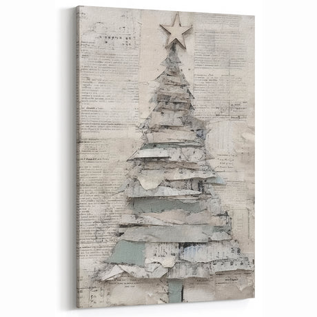 Vintage Christmas Tree Art Print - Rustic Holiday Wall Decor Accent