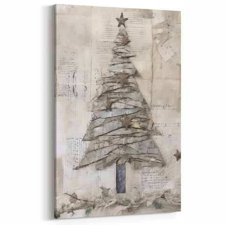 Layered Christmas Tree Art Print - Vintage Holiday Decor Accent