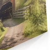 Vintage Bridge Canvas Art - Rustic Countryside Stream Landscape Print
