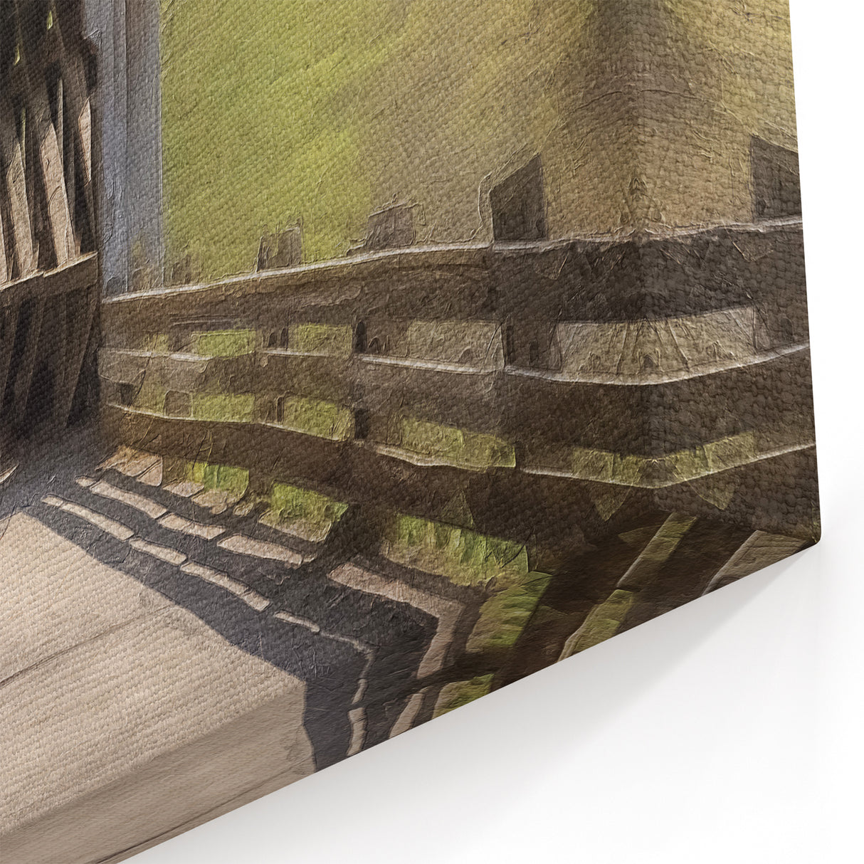 Classic Wooden Bridge Print - Scenic Pathway Vintage Canvas Wall Art