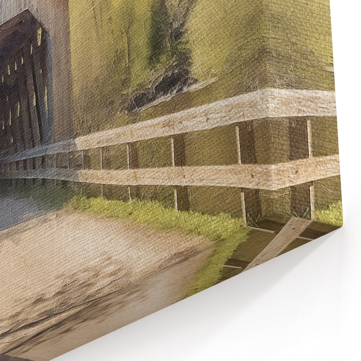 Rustic Covered Bridge Art - Scenic Woodland Path Canvas Wall Decor