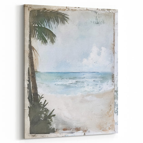 Rustic Beach Wall Art - Coastal Vintage Decor Ocean View Print