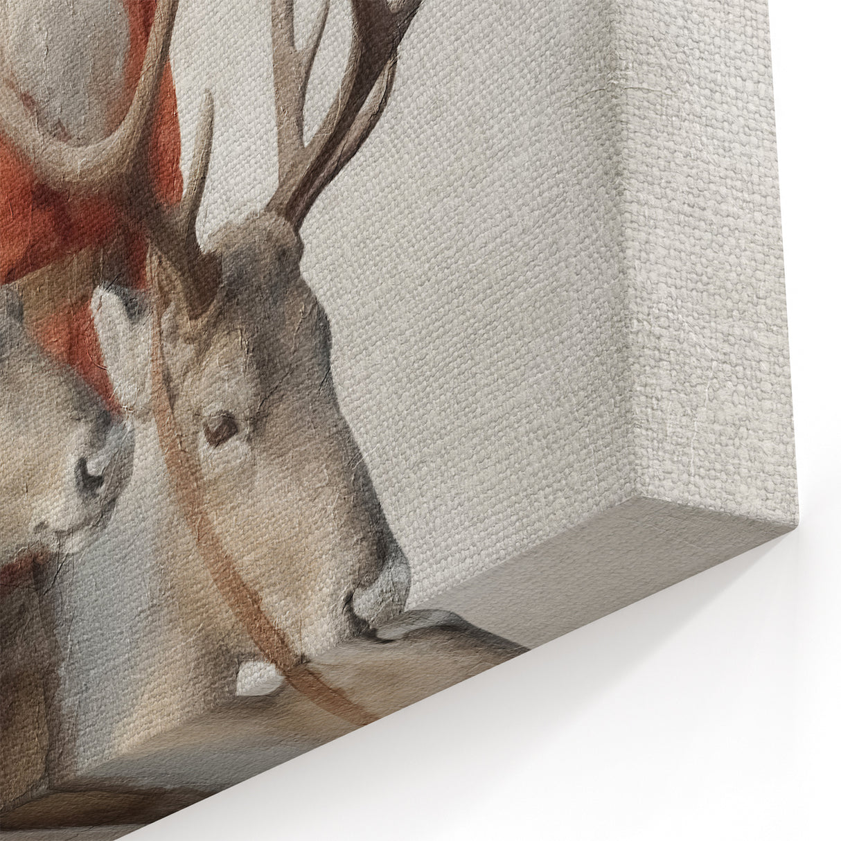 Seasonal Wall Art - Santa with Reindeer Winter Scene Holiday Print