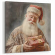 Holiday Decor Prints - Santa with Wrapped Gift Festive Christmas Art