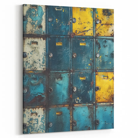 Vintage Rustic Wall Art - Farmhouse Decor with Distressed Metal Cabinets