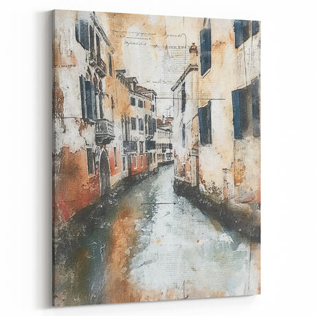 Rustic Wall Art - Vintage Canal Scene for Farmhouse and Rustic Decor