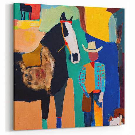 Colorful Figurative Abstract Art Canvas - Modern Western Wall Decor