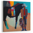 Vibrant Figurative Cowboy Art Canvas - Modern Western Wall Decor