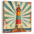 Retro Coastal Lighthouse Art Print - Bold Nautical Canvas Wall Decor
