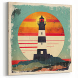 Minimalist Sunset Lighthouse Art Print - Bold Coastal Wall Decor