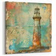 Textured Coastal Lighthouse Art Print - Rustic Nautical Wall Decor