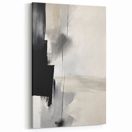 Black and White Minimalist Abstract Canvas – Elegant Geometric Wall Art