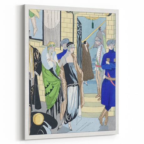 Elegant Art Deco Wall Art – Chic 1920s Fashion Scene in Stylish Colors