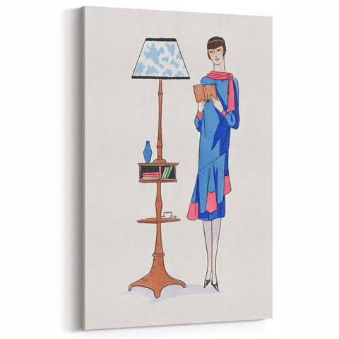 Chic Art Deco Wall Art – Stylish Reading Woman in Vibrant Colors