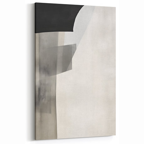 Minimalist Abstract Art Print - Black Gray White Subtle Geometric Design