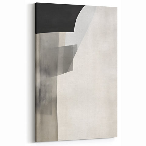 Minimalist Abstract Art Print - Black Gray White Subtle Geometric Design