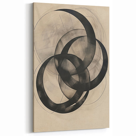 Minimalist Abstract Art Print - Black Circular Geometric Design