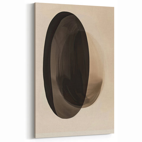Minimalist Abstract Art Print - Black and Beige Overlapping Shapes