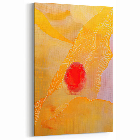Colorful Abstract Sunrise Art - Yellow Red Textured Patterned Design