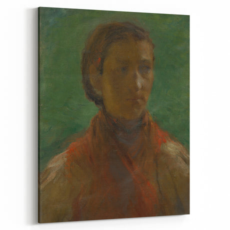 Realism Art Print - The Girl in the Red Dress, Expressive Canvas Portrait