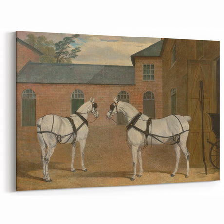 Realism Art Prints - Grey Carriage Horses by John Frederick Herring
