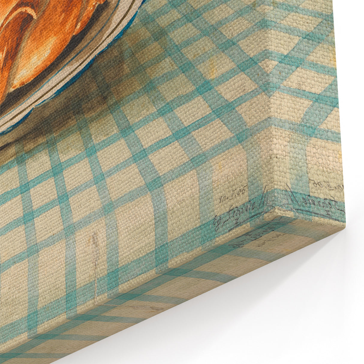 Vintage Art Deco Wall Art – Croissant Still Life on Checkered Table
