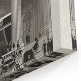 Elegant Art Deco Wall Art – Monochrome Architectural Carriage Scene